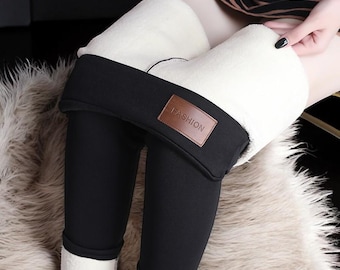 FLEECE KNIT LEGGINGS, Wool Leggings, Thermal Leggings, Wool Knit Cozy Leggings, Fashionable and Warm for Cold Weather, Women Leggings