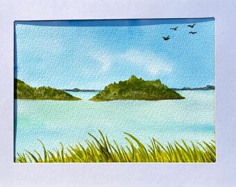 Acuarela de sueño de isla