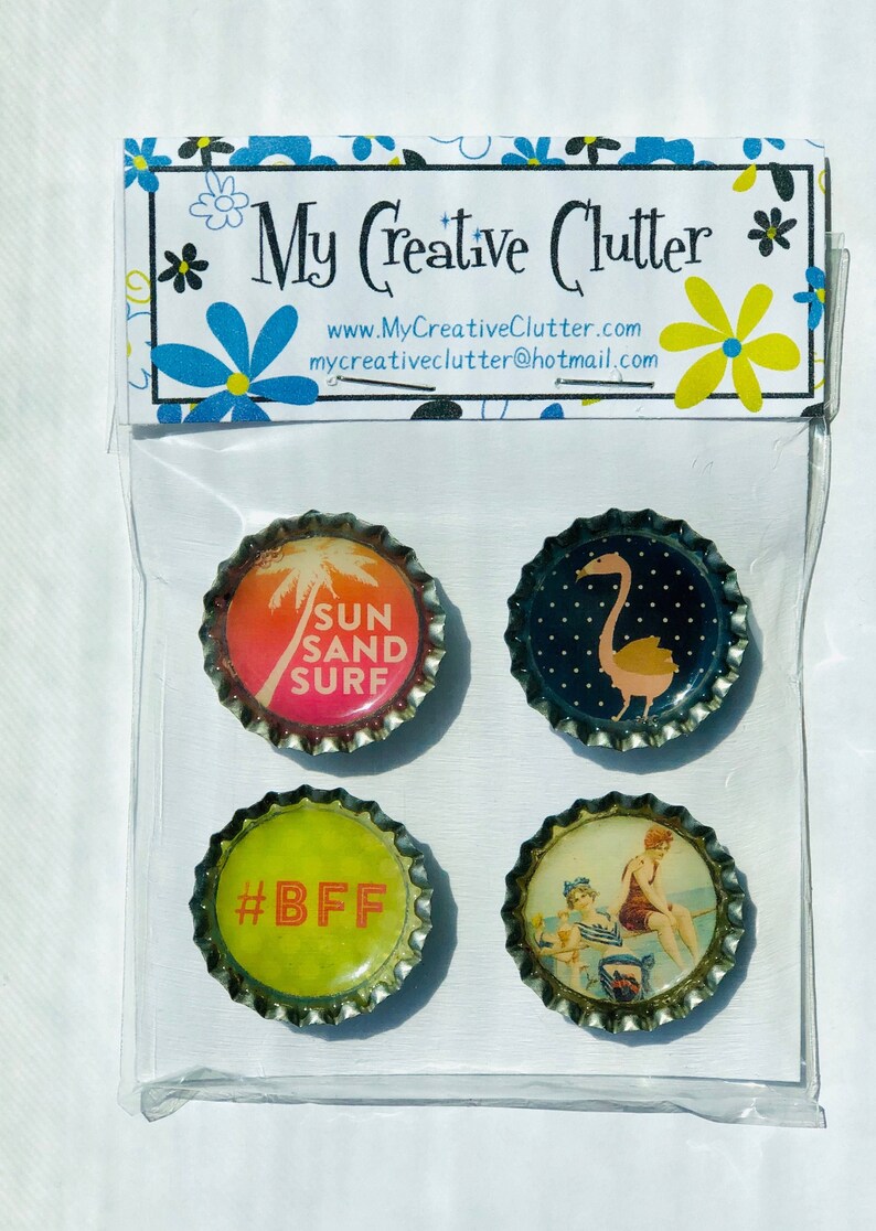 Fun in the Sun Bottle Cap Refrigerator Magnets