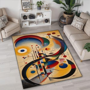 Tappeto ispirato a Kandinsky: design astratto geometrico colorato