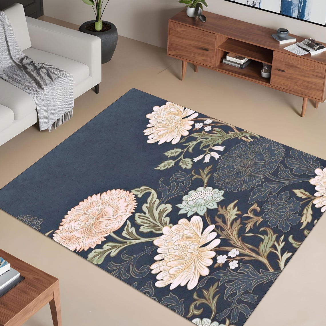 Pink Roses Rug, Black Floral Rug, Pink Area Rug, Hot Pink Bedroom Rug ...