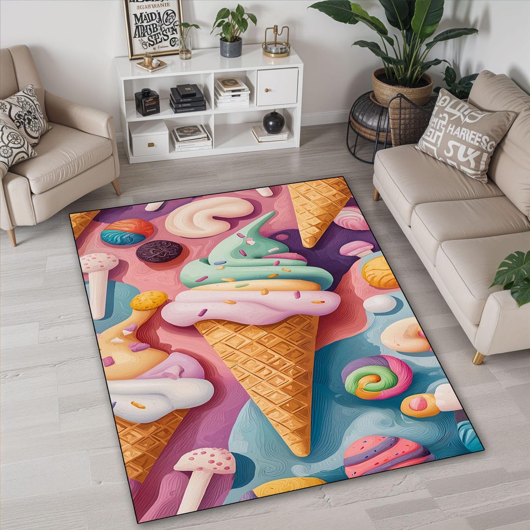 Ice Cream Rug Pattern Ice Cream Pattern Rug, Kids Room Rug,abstract Ice Cream Rug,living Room ...