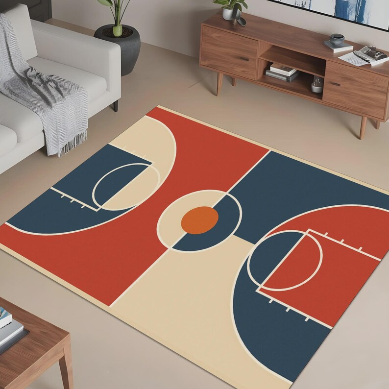Basketball Court Rug: Modern Kids Room Decor, Non-slip Area Carpet - Etsy