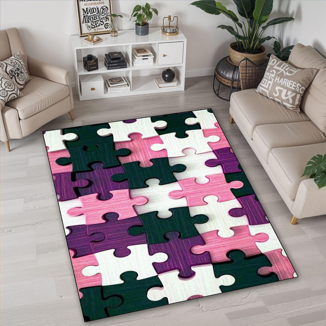 Modern Puzzle Rug Puzzle Rug, Colorful Puzzle Rug, Kids Room Rug, Puzzle Piece Area Rug ...