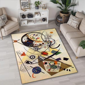 Tappeto ispirato a Kandinsky: design astratto geometrico colorato