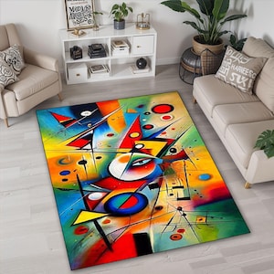 Tappeto ispirato a Kandinsky: design astratto geometrico colorato