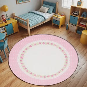 Tapis rond à fleurs roses : style bohème champêtre