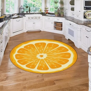 Orange Fruit Kitchen Rug: Round Modern Accent Rug