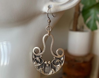 Boho Antique Silver Dangle Earrings, Hypoallergenic Jewelry