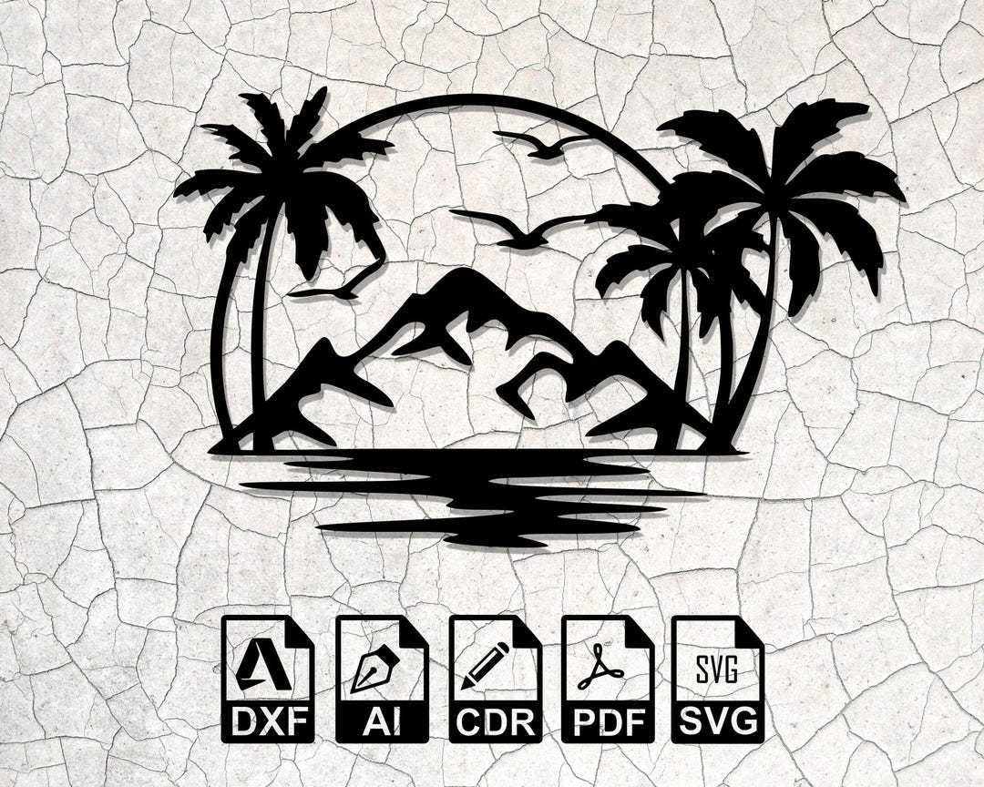 Palm Tree Wall Art Svg Dxf Files Laser Cut Silhouette Template Cnc Palm Tree Wall Art Svg Dxf Files Laser Cut Silhouette Template Cnc