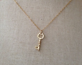 Little Key Necklace, Vintage Key, Key To My Heart, Sterling Silver Key, Key Charm, Key Necklace, Antique Key, Gold Key Necklace, Grad Gifts