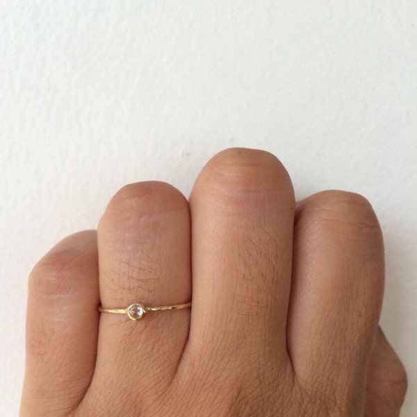 Rose Cut Diamond Ring, Rose Cut Diamond, Diamond Band, Wedding Band, Promise Ring, Stacking Ring, 14k Gold Band, Hammered Band, Gold Band