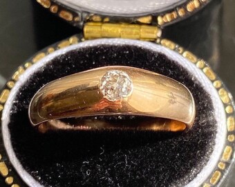 Vintage Gypsy Ring, Antique Gypsy Ring, Mine cut diamond ring, vintage engagement ring, antique engagement ring, Stirrup Ring, Gypsy Ring