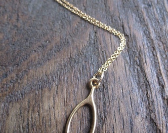 Wishbone Necklace, Gold Wishbone, Wishbone Charm, Sterling Silver Wishbone, Wishbone, Good Luck Charm, Lucky Necklace, Wish Necklace, Sale