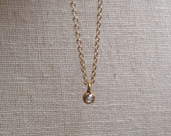 Rose Cut Diamond, Diamond Solitaire, Raw Diamond, Diamond Drop, Dainty Diamond, Tiny Diamond, Maid of Honor Gift, Bridesmaid Necklace