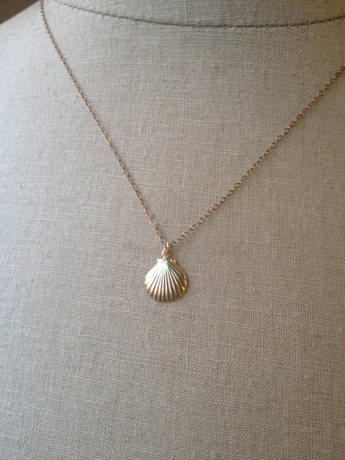 Gold Seashell Necklace Tiny Seashell Seashell Charm Etsy