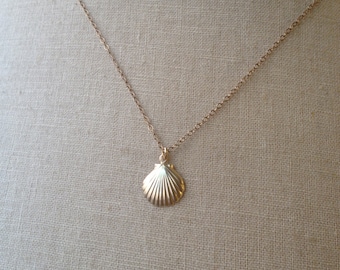 Gold Seashell Necklace, Tiny Seashell, Seashell Charm, Bridesmaid Gifts, Shell Necklace, Dainty Charm, Mermaid Necklace, Bridesmaid Gifts