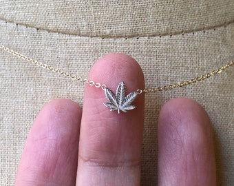 Cannabis Necklace, Marijuana Leaf Charm, Pot Leaf Charm, 14k Gold Leaf Necklace, Marijuana Necklace, Cannabis Charm, Cannabis Leaf, Pot Leaf