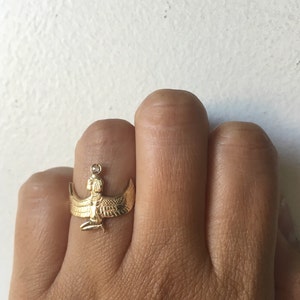 Egyptian Goddess Ring, Egyptian Ring, Goddess Ring, Winged Goddess Ring, Egyptian Jewelry, Rose Cut Diamond Ring, Egyptian Revival