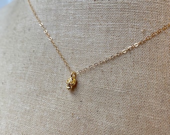 Teeny Tiny Gold Skull Necklace, Tiny Skull, Skull Necklace, Skull Charm, Skull Jewelry, Skeleton Necklace, Skull, Gold Skull