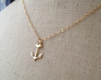 Gold Anchor, Anchor Necklace, Dainty Necklace, Anchor Charm, Little Anchor, Nautical Jewelry