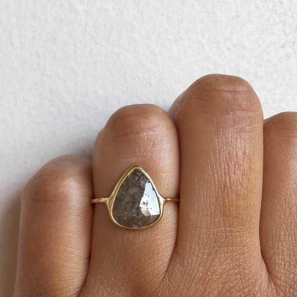 Diamond Slice Ring, Raw Diamond Ring, Raw Diamond Engagement Ring, Unique Engagement Ring, One of a Kind Engagement Ring, Diamond Slice, 14k