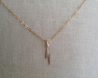 Gold Lightning Bolt, Dainty Charm, Layering Necklace, Lightning Bolt Necklace, Flash Necklace, Lightning Symbol, Lightning Bolt Charm