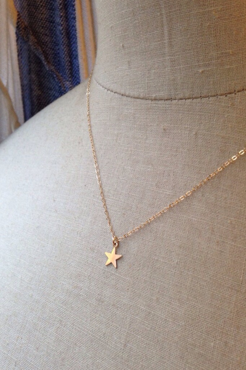 Gold Star Necklace Star Necklace Wishing Star Little Star | Etsy