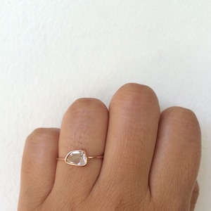 Slice-Diamantring, roher Diamant-Ring, Verlobungsring Rotgold, einzigartigen Verlobungsring, einer der ein freundlichen Verlobungsring, Diamant-Scheibe