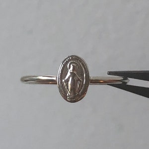 The Original Tiny Miraculous Medal Ring, Virgin Mary Ring, Miraculous Medal Charm, Miraculous Medal, Blessed Mother, Mother Mary, Mary image 6