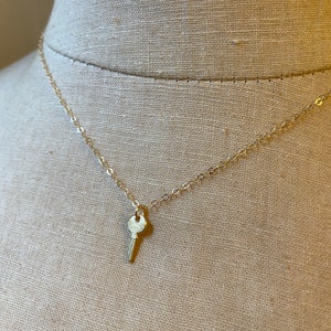 Little Golden Key Necklace, Gold Key, Key Necklace, Skeleton Key Necklace, Vintage Key, Tiny Key Necklace, Tiny Key Charm, Tiny Skeleton Key