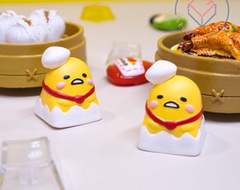 Chef Gudetama, Lazy Egg - Artisan Keycaps, Custom Handmade Keycaps for Mechanical Keyboard