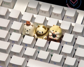 Cute Animal Collection (Hamster, Bear) - Artisan Keycaps, Custom Handmade Keycaps for Mechanical Keyboard