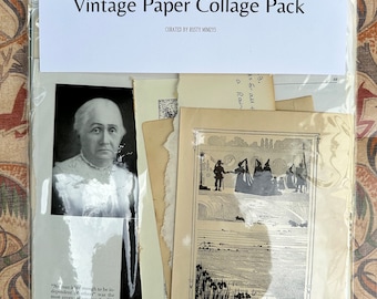 Vintage Paper Collage Pack | Large 9x12 inch Curated Bundle for Collage Mixed Media Junk Journal Scrapbooking Inspiration 1900s