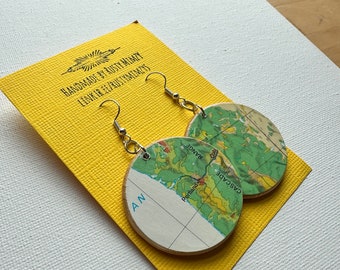 Earrings from Vintage Atlas Oregon Map