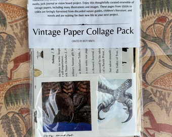 Vintage Paper Collage Pack | Small Curated Bundle for Collage Mixed Media Junk Journal Scrapbooking Inspiration 1900s, 1910s to 1980s