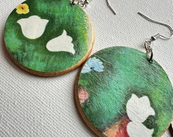 Earrings Poky Little Puppy Upcycled Vintage Paper