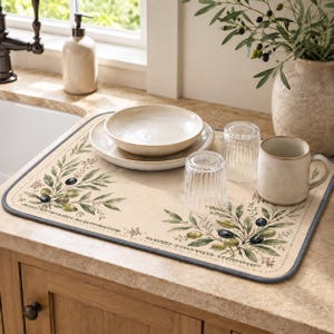 Botanical Microfiber Dish Drying Mat 14x21, Floral Kitchen Counter Designs