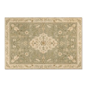 Saliegroen vloerkleed, vintage botanisch bloemenkleed voor de slaapkamer, klein nachtkastje kleed, landelijke decoratie in cottagecore stijl afbeelding 9