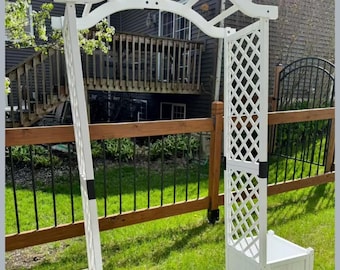 Wooden Garden Arbor with Planters: Outdoor Trellis Arch for Climbing Plants
