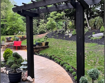 Hand made Cedar Garden Arbor Archway – Charcoal Gray, Climbing Plants, Landscape Décor