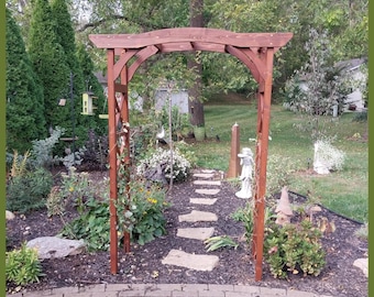 Hand Made Wooden Garden Arbor, Asian Lattice Trellis for Climbing Plants