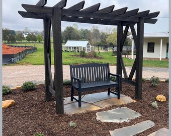 Hand made Cedar Garden Arbor Arch – Charcoal Wedding Trellis, Outdoor Plant Frame