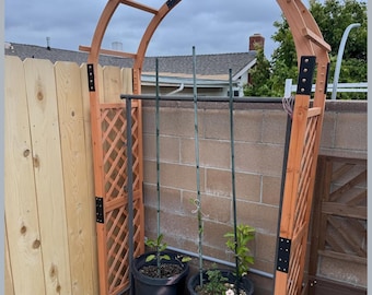 Hand Made Wooden Garden Arch Arbor, Wedding Arch with Side Trellis, Climbing Plants Pergola