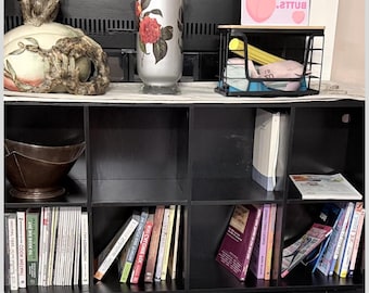 Hand Made Oak Brown 8 Cube Bookshelf, Modern Storage Organizer, Reversible Bookcase