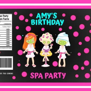 Personalized Spa Party Chip Bag Template - Digital File Only