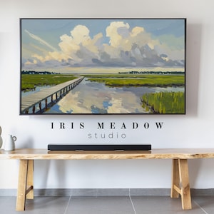 Samsung frame tv art salt marsh, Summer Landscape Digital Download, Serene Coastal Scene for QLED Frame TV Art Mode,2K High Resolution Image