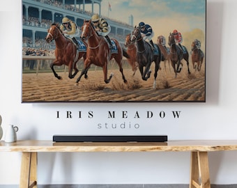Horse Racing Vintage Art for Frame TV, Derby Digital Download, Race Horse Wall Art, Horse Racing Home Decor, Equestrian Gift, Derby Party