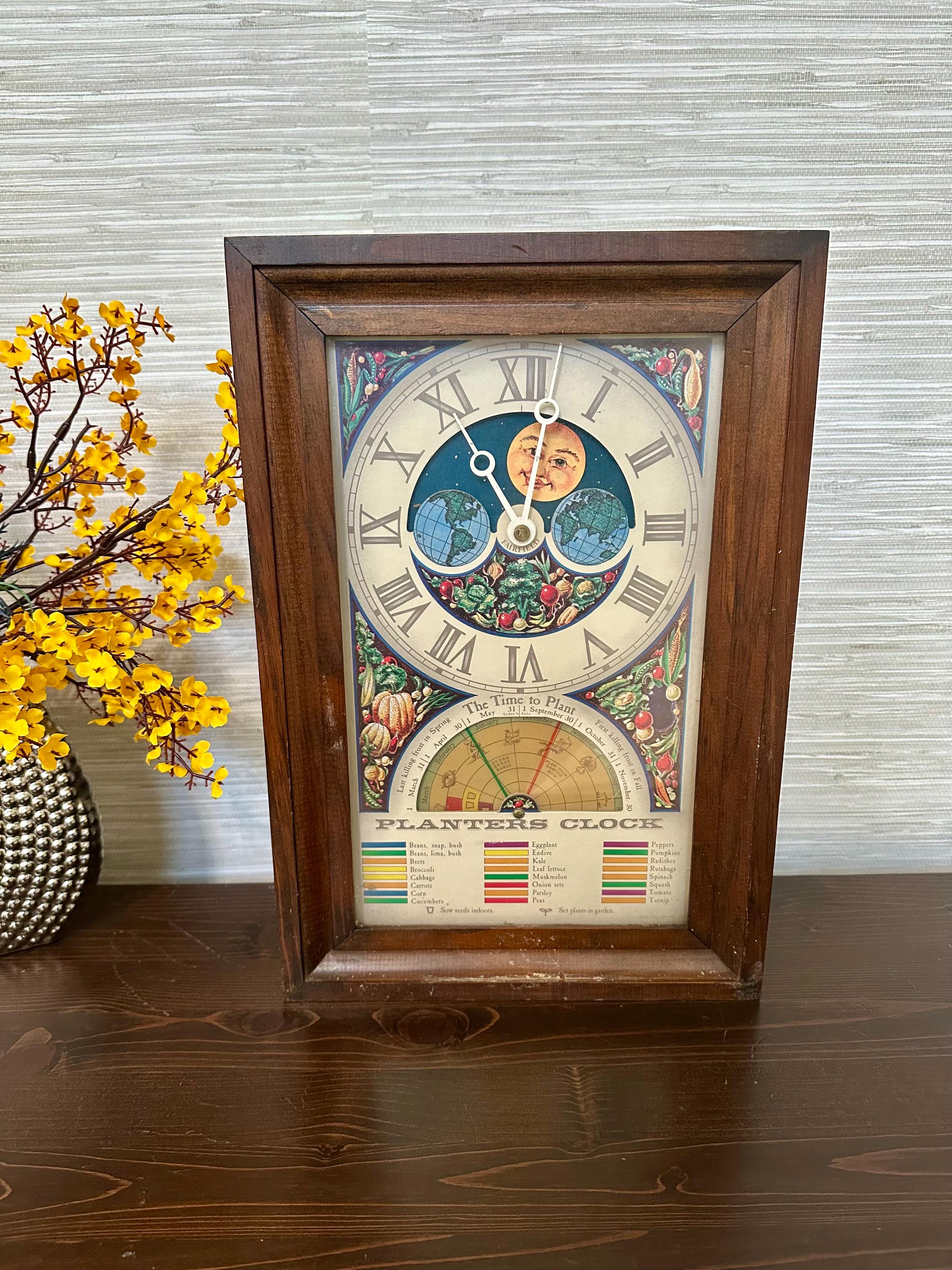 Vintage Mechtronics Fairfield Planters Clock | Moon Phase Wall or
