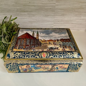 Vintage Large E. Otto Schmidt German Gingerbread Christmas Cookie Collectible Tin